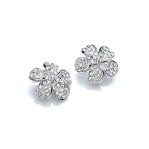 Buckley Pave Set Crystal Flower Earrings