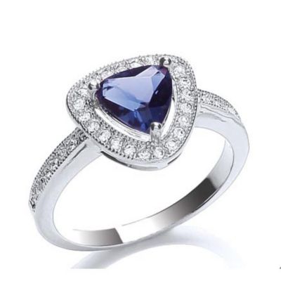 Buckley Sapphire Glass Cushion Trillion RingBuckley Sapphire Glass Cushion Trillion Ring