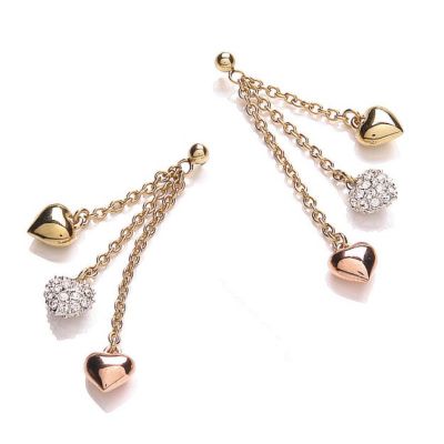 Buckley Crystal Set Tricolour Heart Earrings