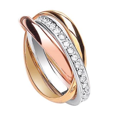 Buckley Three Colour Channel Set Crystal Russian Ring
