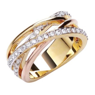 Buckley Three Colour Crystal Set Multi Strand Ring