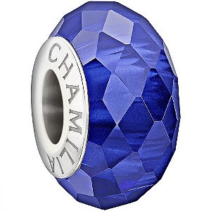 Chamilia Sterling Silver Blue Murano Glass Jewelled Bead