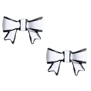Betsey Johnson Black & White Bow Stud Earrings