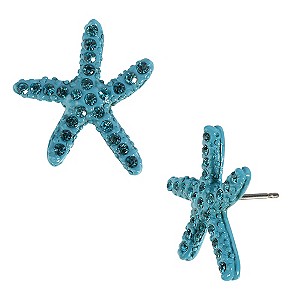 Betsey Johnson Blue Stone Set Starfish Stud Earrings