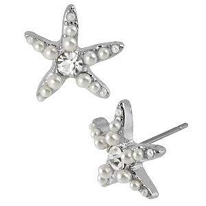 Betsey Johnson White Crystal Starfish Stud Earrings