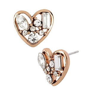 Betsey Johnson Crystal Set Heart Stud Earrings