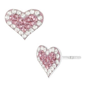 Betsey Johnson Pink Crystal Heart Stud Earrings