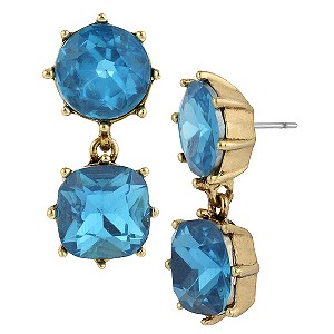 Betsey Johnson Blue Double Crystal Drop Earrings