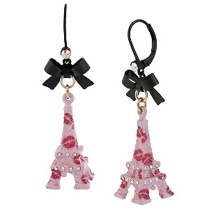 Betsey Johnson Eiffel Tower Pink Drop Earrings