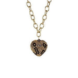 Betsey Johnson Leopard Print Heart Necklace
