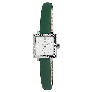 Radley Ladies' Square Dial Green Leather Strap Watch