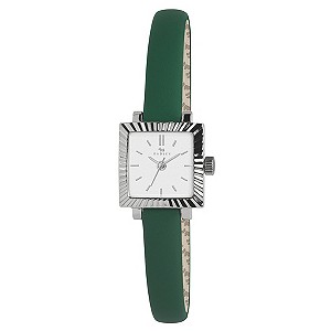 Radley Ladies' Square Dial Green Leather Strap Watch