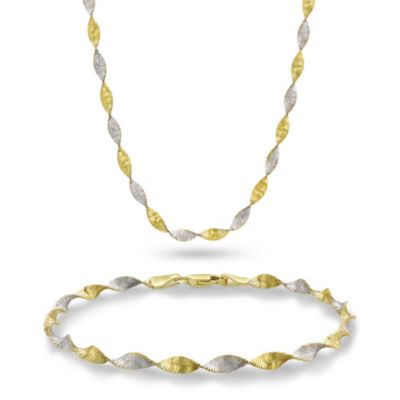 Together Bonded Silver & 9ct Gold Bracelet & Necklace Set