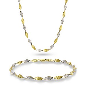 Together Bonded Silver & 9ct Gold Bracelet & Necklace Set