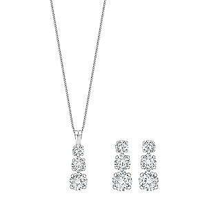 Silver & Rhodium-Plated Trilogy Pendant and EarringsSilver & Rhodium-Plated Trilogy Pendant and Earr