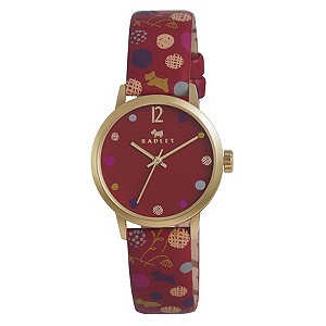 Radley Ladies' Gold-Plated Red Leather Strap Watch
