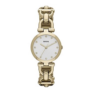 Fossil Olive Ladies' Gold Tone D-Link Bracelet Watch