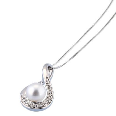 9ct White Gold Cultured Freshwater Pearl Pendant