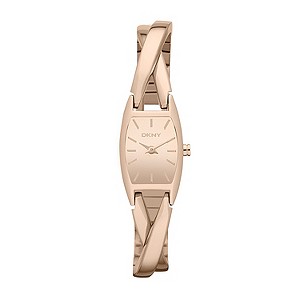DKNY Ladies' Rose Gold-Plated Rectangle Bracelet Watch