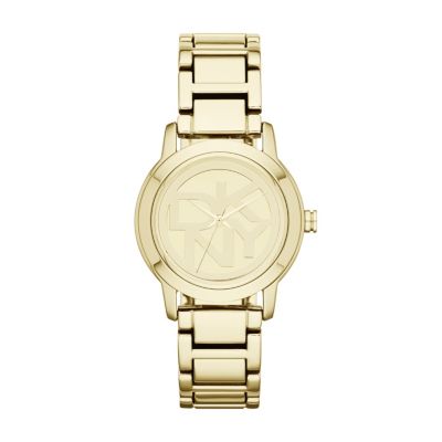 DKNY Ladies' Gold-Plated Logo Bracelet Watch