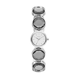 DKNY Ladies' Silver Tone Crystal Circle Bracelet Watch