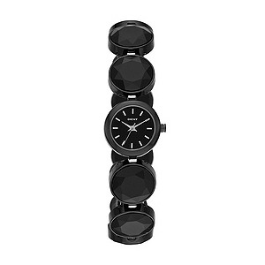 DKNY Ladies' Black Ion-Plated Crystal Bracelet Watch