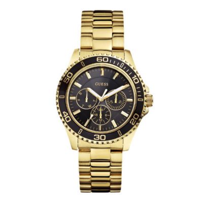 Guess Ladies' Black Dial Gold Tone Bracelet Watch