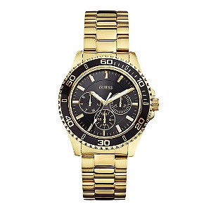 Guess Ladies' Black Dial Gold Tone Bracelet Watch