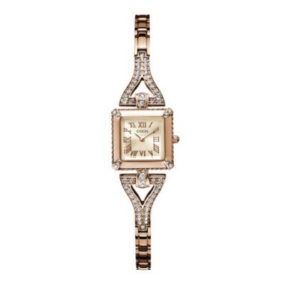 Guess Ladies' Rose Gold Tone Stone Set Bracelet Watch