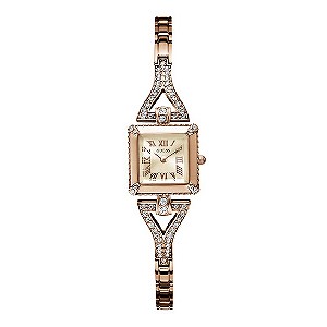 Guess Ladies' Rose Gold Tone Stone Set Bracelet Watch