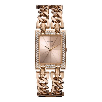 Guess Ladies' Rose Gold Tone Stone Set Bracelet Watch