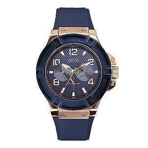 Guess Men's Blue Silicone Strap Watch