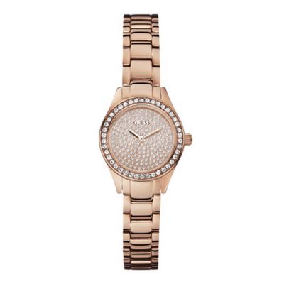 Guess Ladies' Rose Gold Tone Stone Set Bracelet Watch