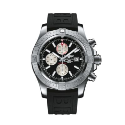 Breitling Super Avenger men's black rubber strap watch - Product ...