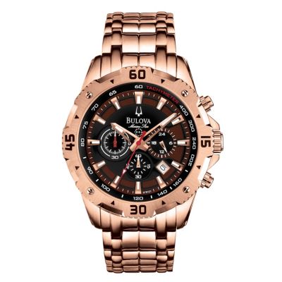 Bulova Marine Star Men's Rose Gold Ion-Plated Bracelet Watch