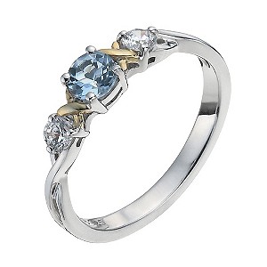Sterling Silver & 9ct Gold Blue Topaz Three Stone RingSterling Silver & 9ct Gold Blue Topaz Three St
