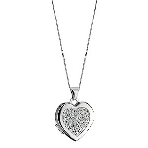 9ct White Gold Crystal Heart Locket - Product number 1411152