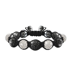 Crystalla Black & Clear Crystal Bead Bracelet