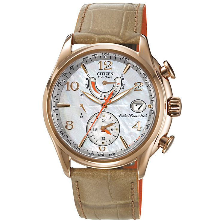 Citizen Eco-Drive ladies' gold-plated leather strap watch - Product ...