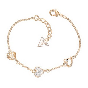 Guess Rose Gold-Plated Triple Heart Station BraceletGuess Rose Gold-Plated Triple Heart Station Brac