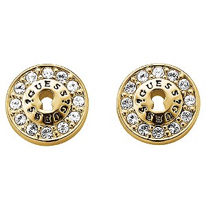 Guess All Locked Up Gold-Plated Padlock Stud Earrings
