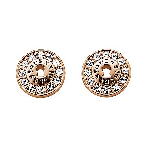 Guess All Locked Up Rose Gold-Plated Padlock Stud Earrings