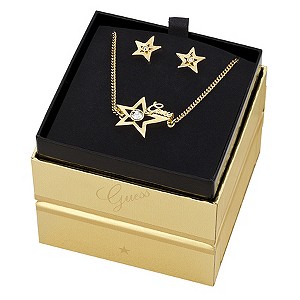 Guess Gold-Plated Star Earrings & Necklace Box Set