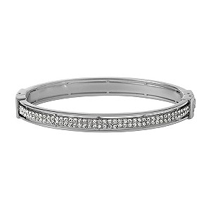 Fossil Vintage Glitz Stainless Steel Cubic Zirconia Bangle