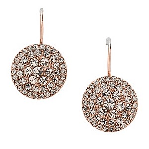 Fossil Vintage Glitz Rose Gold-Plated Crystal Drop Earrings