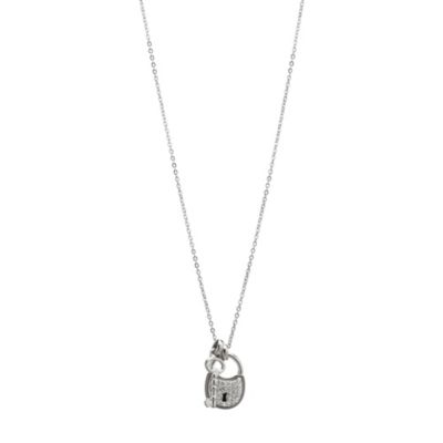 Fossil Vintage Glitz Cubic Zirconia Key & Lock Pendant