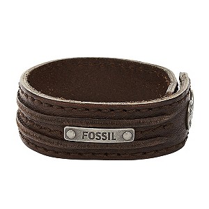 Fossil Men's Brown Leather Cuff