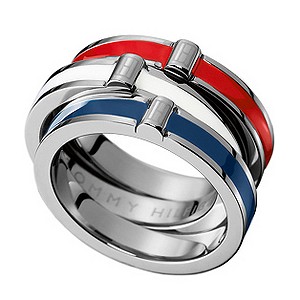 Tommy Hilfiger Stainless Steel Coloured Stack Rings Size O