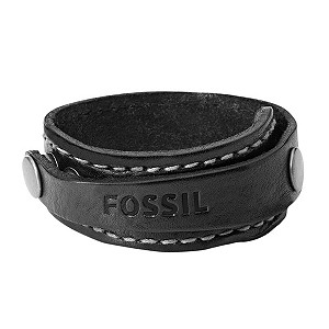 Fossil Men's Black Leather Cuff