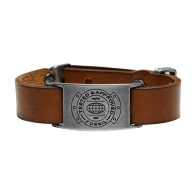Fossil Casual Men's Tan Leather Bracelet